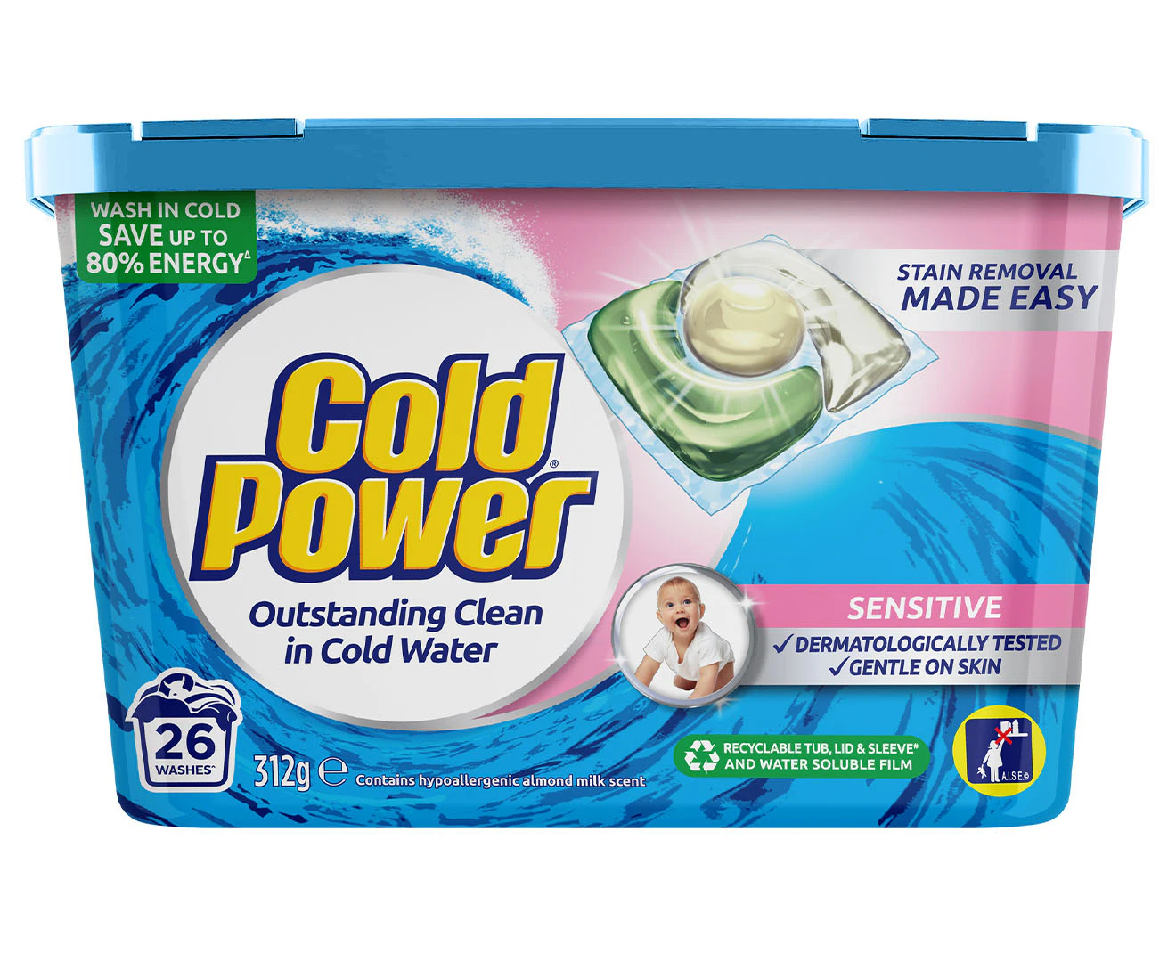 Cold Power Sensitive Triple Caps Laundry Capsules 312g 26pk