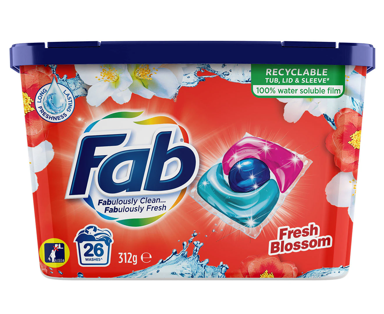 Fab Fresh Blossom Front & Top Loader Laundry Detergent Triple Caps 26pk