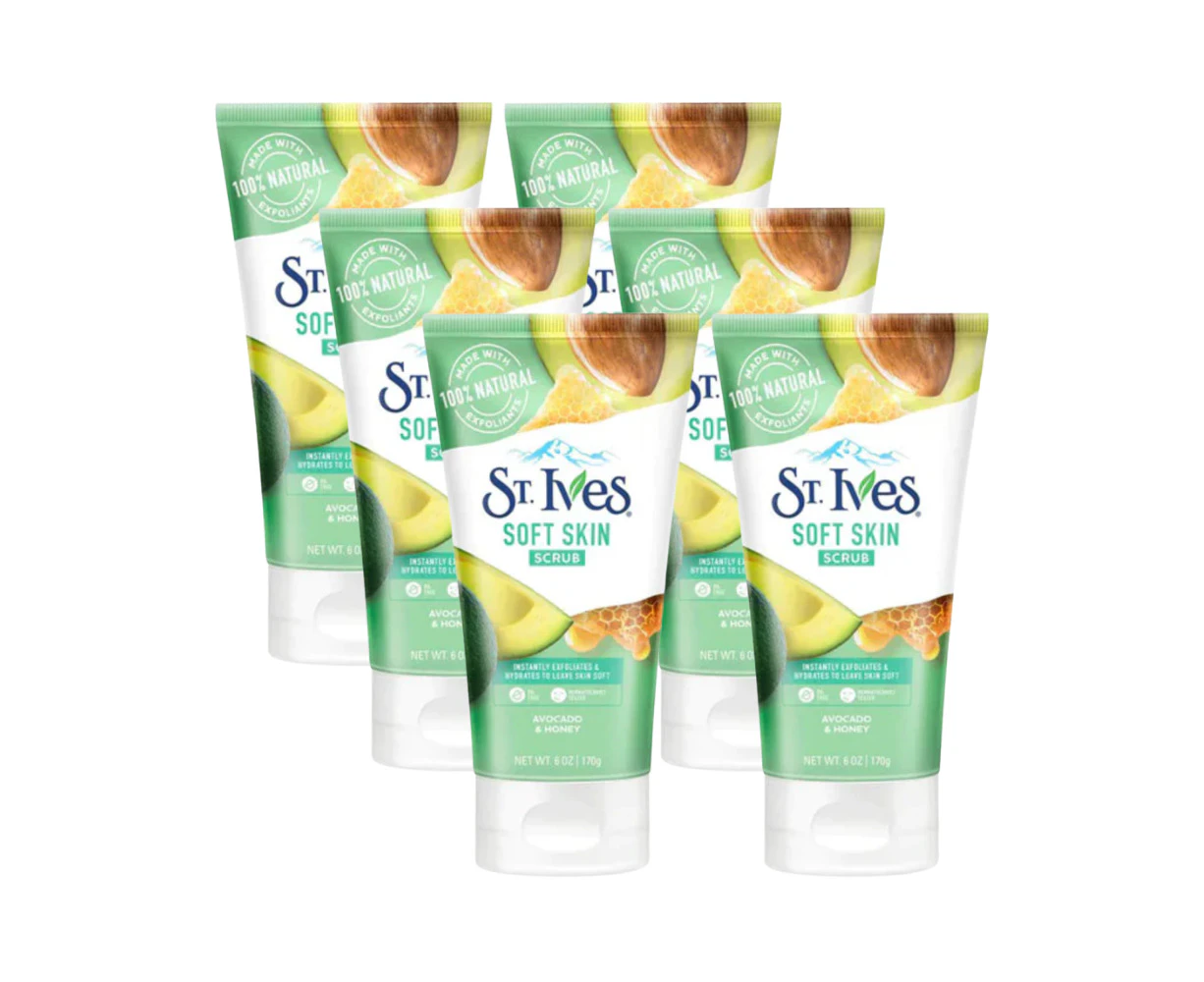 6 x St Ives Soft Skin Avocado And Honey Scrub 170g