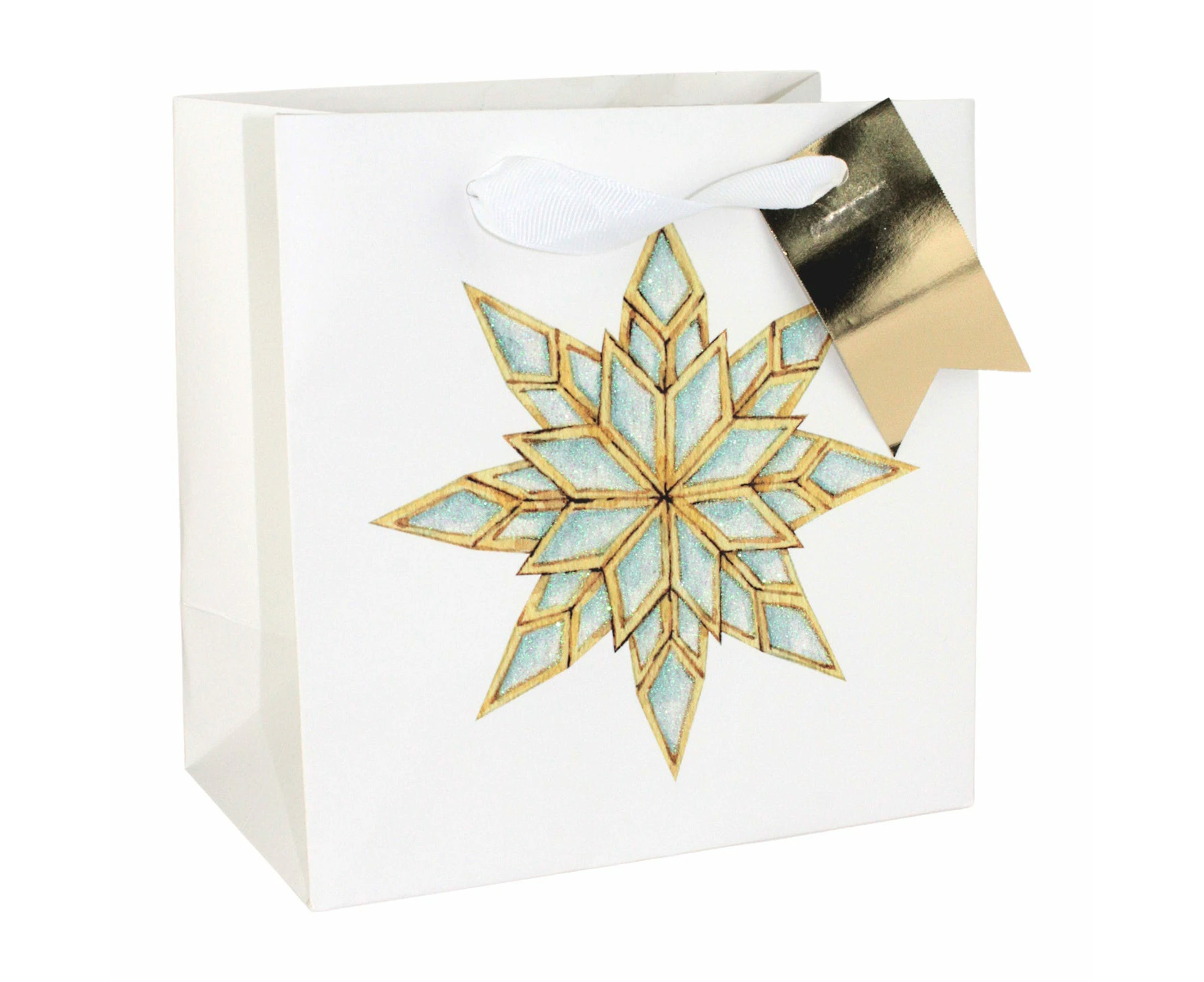 Snowflake Square Christmas Paper Gift Bag 17.5cm