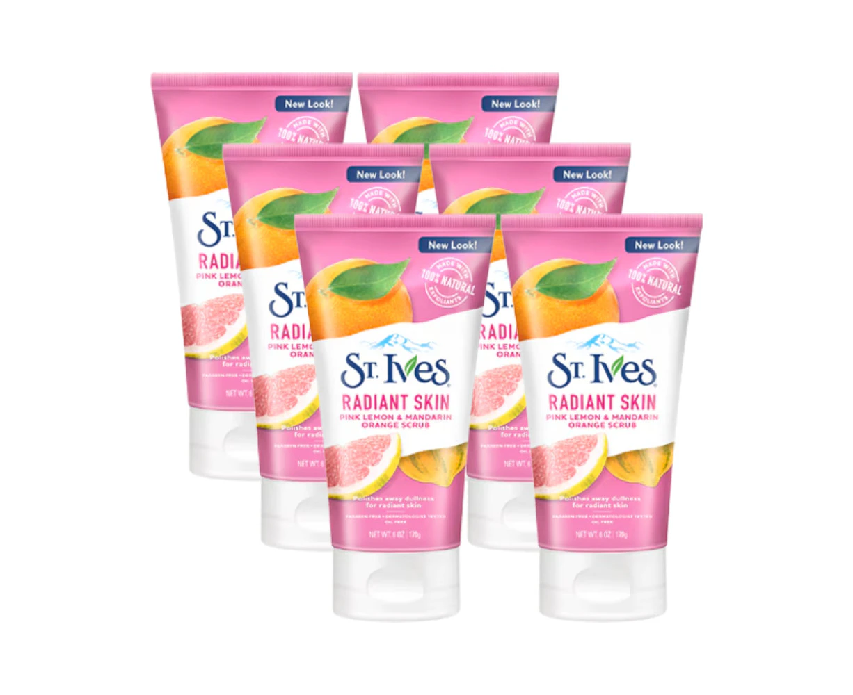 6 x St Ives Radiant Skin Pink Lemon And Mandarin Scrub 170g