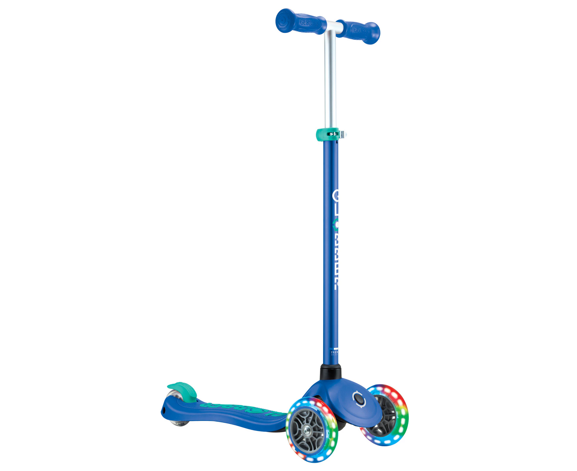 Globber PRIMO PLUS with Lights - Navy Blue/ Emerald Green