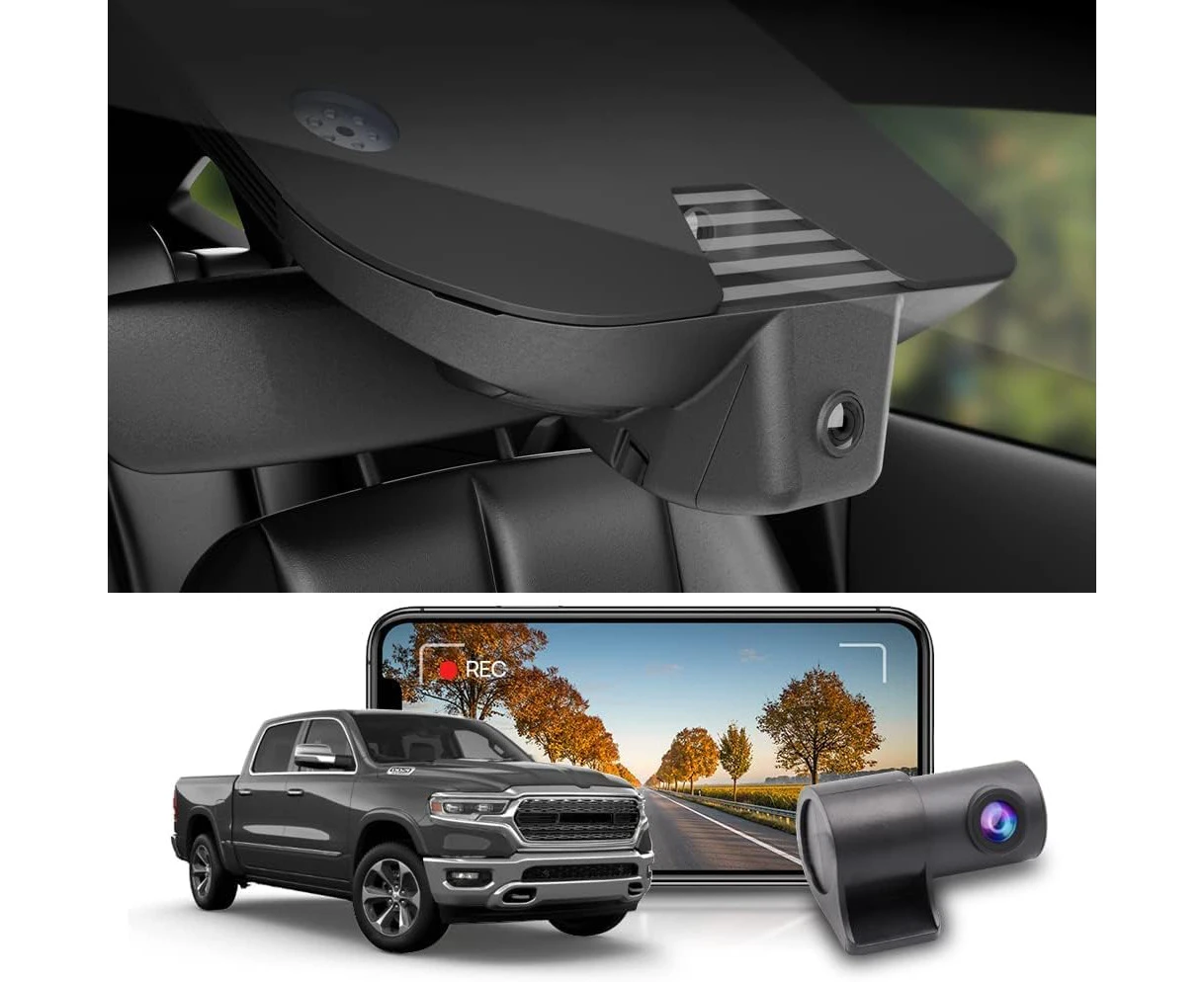 Fitcamx Dash Cam 4K Front and Rear 1080P Suitable for RAM 1500 Classic TRX 2019-2024 Rebel Big Horn Laramie (Model B), Integrated OEM Look, Dual HD Video W