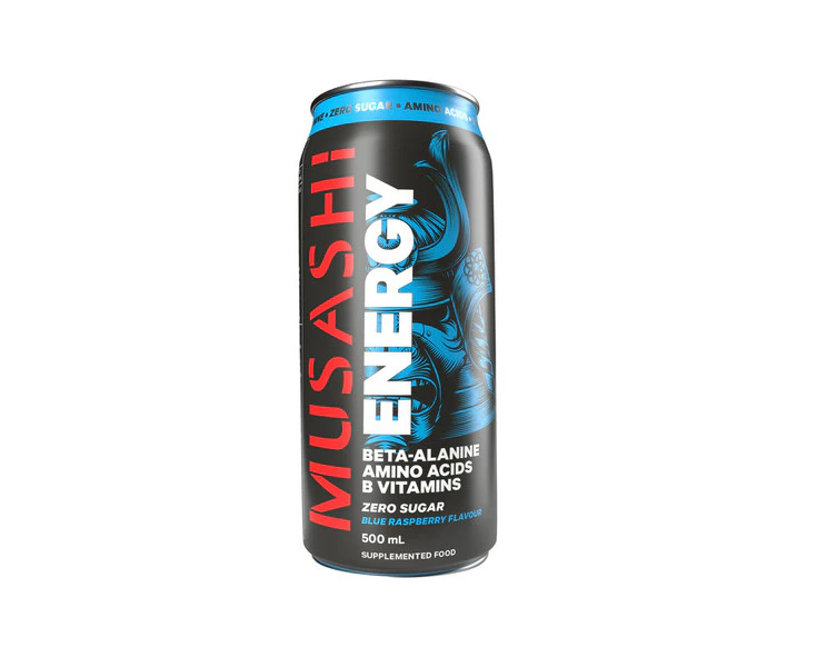 Musashi Energy Drink Zero Sugar Blue Raspberry Can 500ml