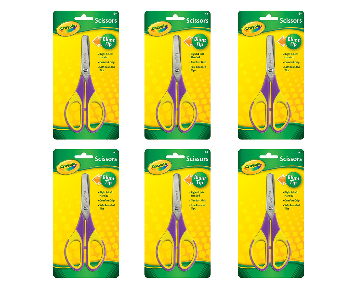 6x Crayola Blunt Tip Cutting Scissors Art Supply Kids/Children 4y+ Assorted