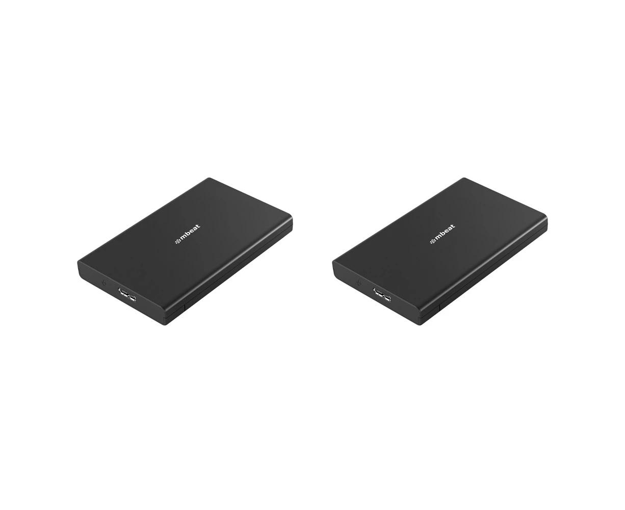 2x Mbeat A2 Slim Tool-Free USB 3.0 SATA HDD Compact Travel Enclosure 2.5" Black