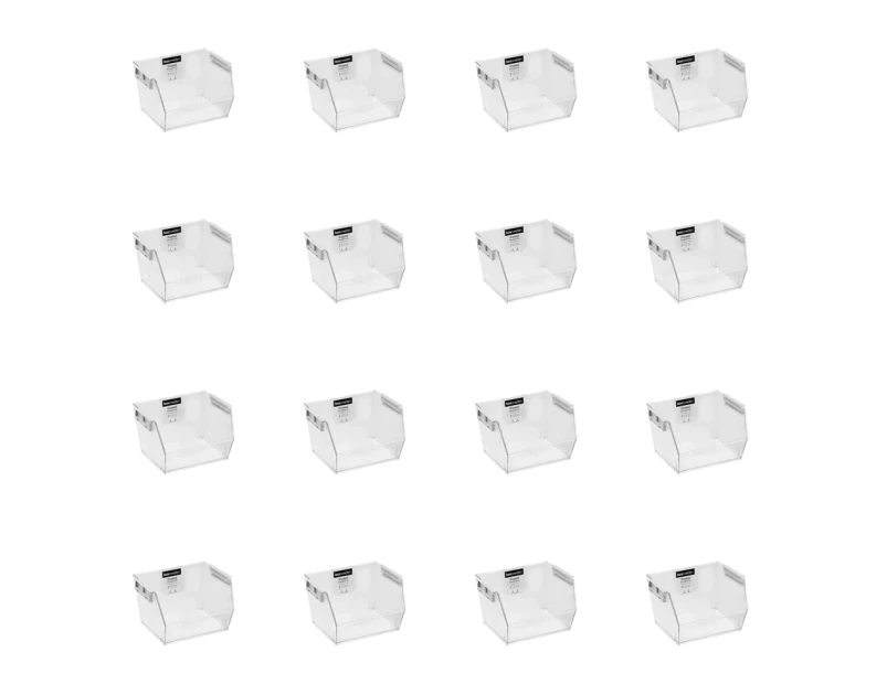 16x Boxsweden 21.5x13cm Crystal Stackable Bin Home/Kitchen Organiser Small Clear