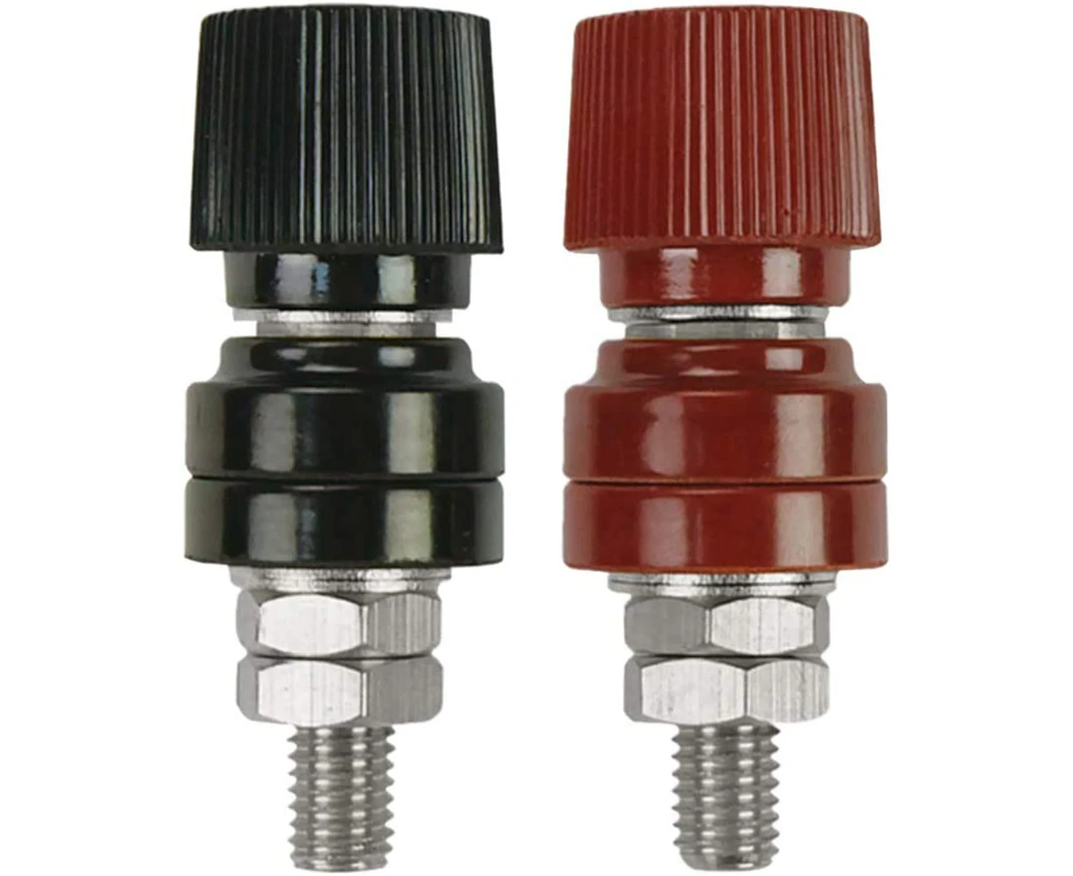 5/16" Copper Battery Terminal Stud Connector, Ampper M8 Remote Battery Binding Post Junction Post Block Terminal Kit, Pack of 2 (Red and Black)