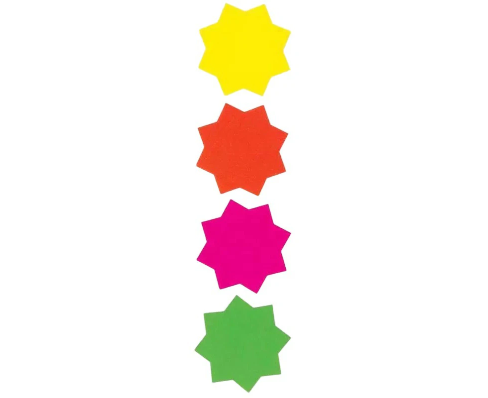 County Stationery Stars Fluorescent Shapes (Pack of 60) (Multicoloured) - SG32004