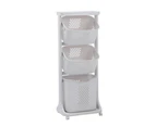 Boxsweden Hudson Multi-Tier Laundry Basket Hamper Cart Storage 44x106cm White