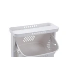 Boxsweden Hudson Multi-Tier Laundry Basket Hamper Cart Storage 44x106cm White