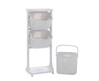 Boxsweden Hudson Multi-Tier Laundry Basket Hamper Cart Storage 44x106cm White