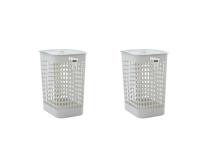 2x Boxsweden 58L Laundry Lidded Basket Hamper Dirty Clothes Storage Large Assort