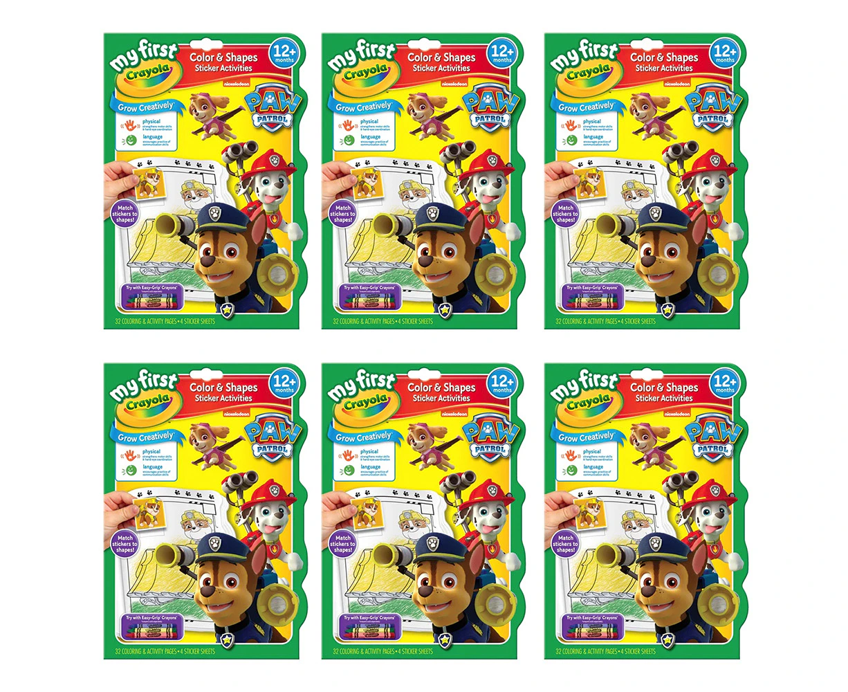 6x Crayola Kids/Childrens Creative Colouring & Activity Art Book Paw Patrol 12m+