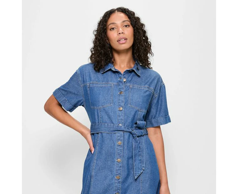 Target Denim Tie Waist Mini Dress