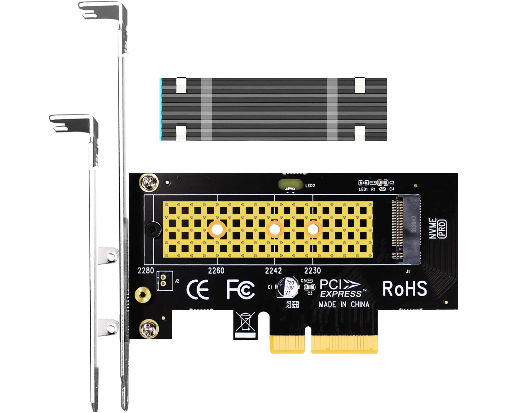 GLOTRENDS PA09-HS M.2 NVMe to PCIe 4.0 X4 Adapter with M.2 Heatsink for 2280/2260/2242/2230 M.2 NVMe SSD