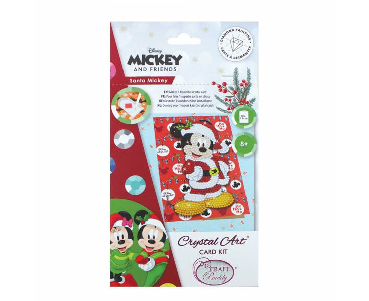 Craft Buddy - Crystal Art Card Kit - Disney - 10cm x 15cm - Santa Mickey