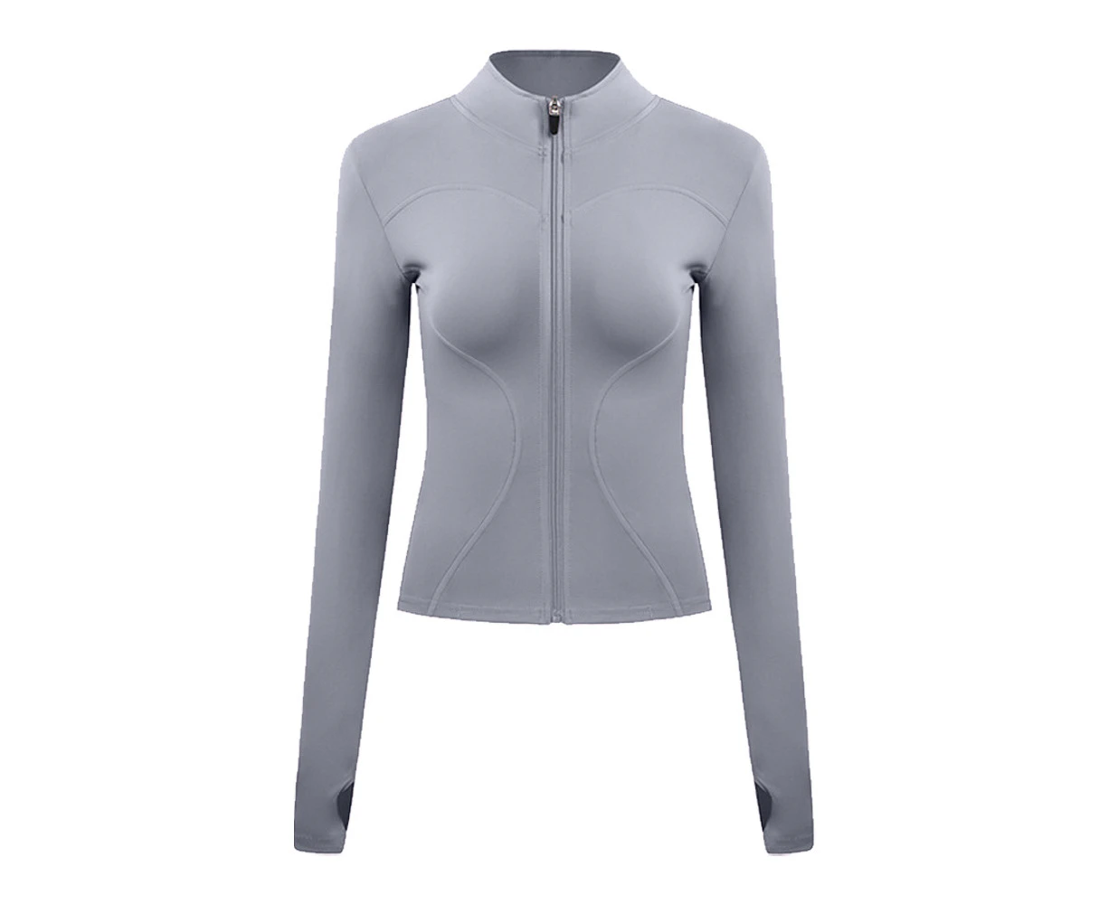 Women'S Sports Workout Running Jacket Slim Fit Long Sleeve Yoga Track Jacket With Thumb Holes,S