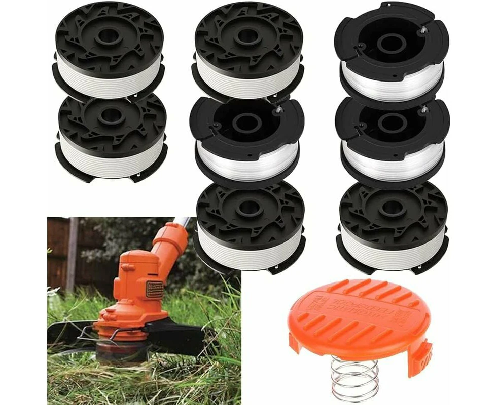 Autofeed Spool Line A6485 A6481 par Black and Decker Reflex Trimmer ST5530-GB GLC3630L20-GB BESTA530-GB, 30 piedsi 0,065"(8 bobines, 1 tappo, 1 molla)