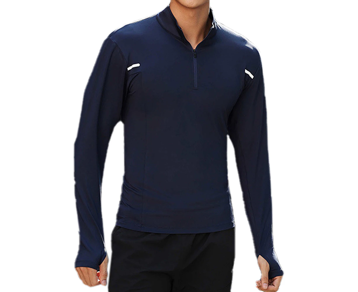 Men'S Ishing Shirts Long Sleeve Sun Protection Hiking 1/4 Zip Tops （Royal Blue）,Xxl