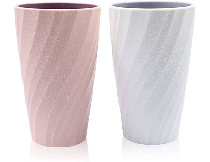 2 Pack Unbreakable Bathroom Toothbrush Cups, Soft and Durable, Bathroom Toothbrush Tumblers (White & Pink)