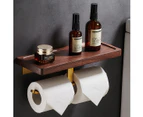 Double Toilet Paper Holder With Shelf,Toilet Paper Holder With Rustic Wood Storage Shelf No Drilling Or Screws Wall Mounted,Double Toilet Roll Holder For B