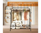 Heavy Duty Double Clothes Rail 120Kg Load Cloth Rack With Shelves & Shoe Stand