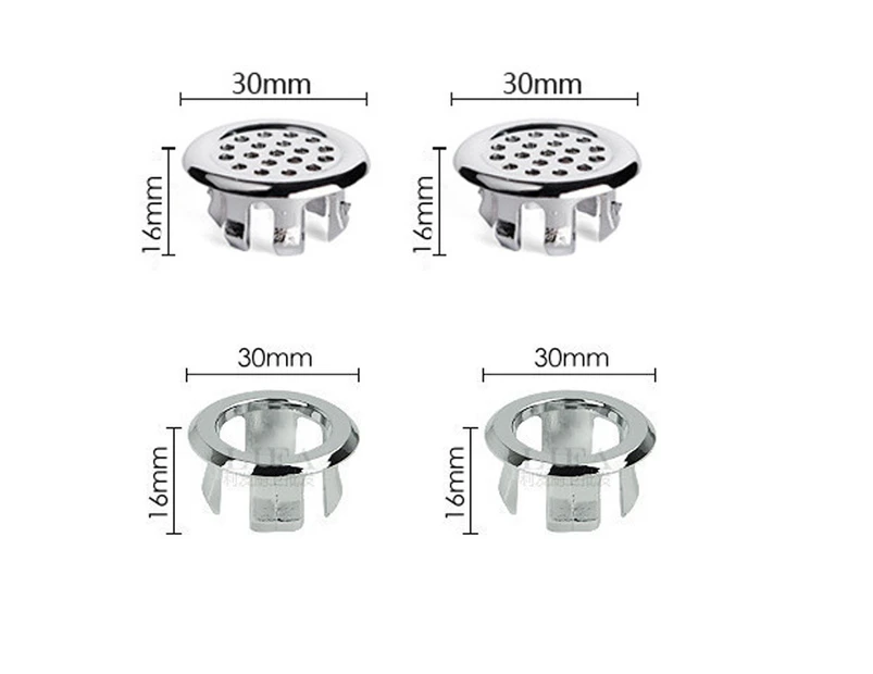 4 Pcs Sink Overflow Ring, Hole Round Overflow Cover, Basin Trim Drain Cap Cover, Drain Cap Cover Insert In Hole, For Bathtub, Kitchen, Sink, 30Mm Silver