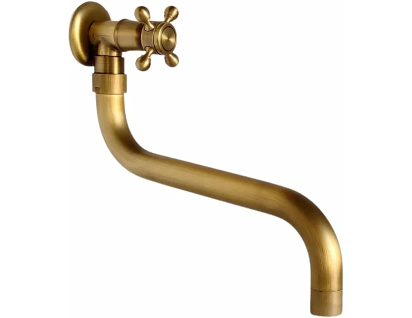 Antique Faucet, 180° Swivel Wall Mounted Brass Basin Mixer, Long Simp Cold Hose For Outdoor Garden Bathroom Swimming Pool Kitchen, Sl-0602