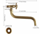 Antique Faucet, 180° Swivel Wall Mounted Brass Basin Mixer, Long Simp Cold Hose For Outdoor Garden Bathroom Swimming Pool Kitchen, Sl-0602