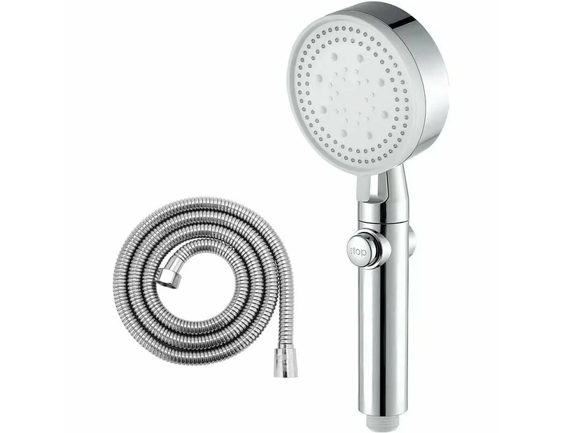 High Pressure Shower Head And Hose With Stop Switch, 4 Jet Modes, Hand Shower, Bathroom Shower + 1.5 M Hose, Chrome