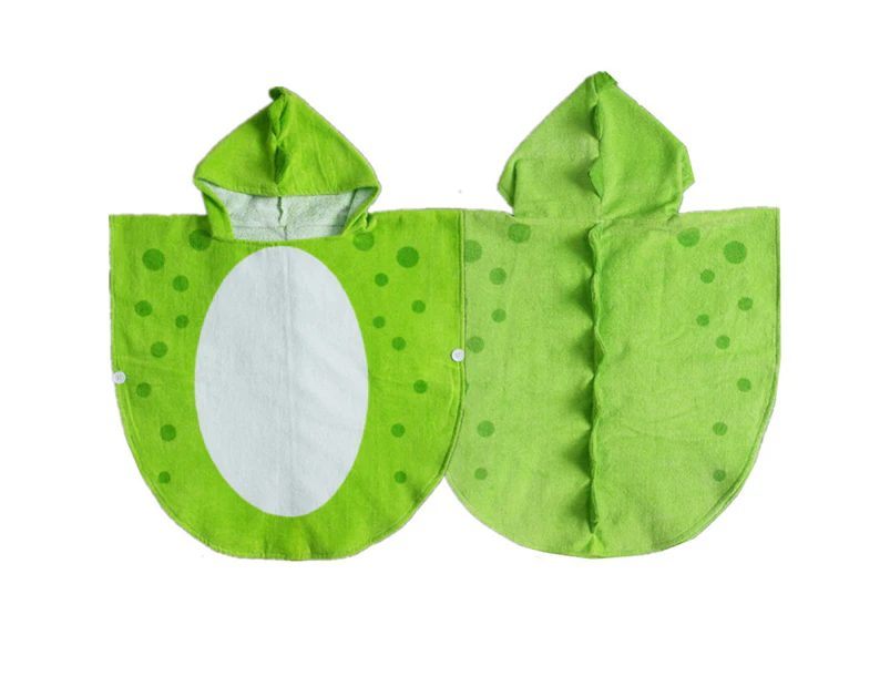 Hooded Baby Towels, Cotton Dinosaur Pattern, Cute Bath Towel, Kids Robe, Beach, Swimming With Hood, Poncho For Babies, Boys, Girls (Green)