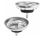 2 Pack - Kitchen Sink Strainer And Stopper Combo Basket Replacement For Standard 3-1/2 Inch Drain, Stainless Steel Basket With