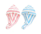 2Pack Microfiber Hair Towel Wrap Turban,Quick Dry Hair Drying Towel,Stripe Absorbent Dry Head Turban