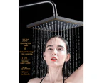 Rain Shower System With Shelf, Stainless Steel Shower Set Without Fittings With Square Shower Head Round Shower Rail Black