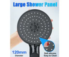 5 Modes Water Saving Shower Head - High Pressure - Adjustable Shower Head With Filter, One Button Shutoff, Hoseless Water Saving Head (Black) Lumten