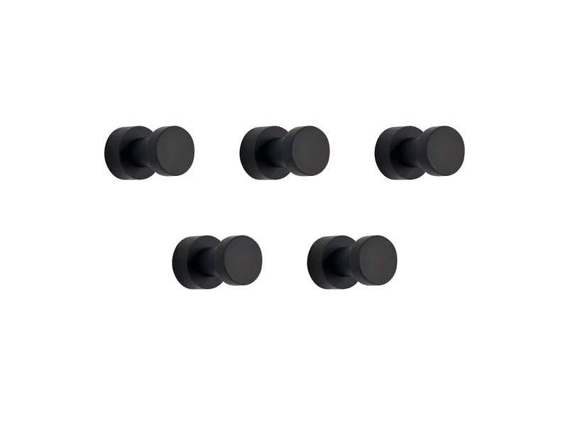 5Pcs Coat And Hat Hooks--Chrome-Plated [Nail-Free],Black