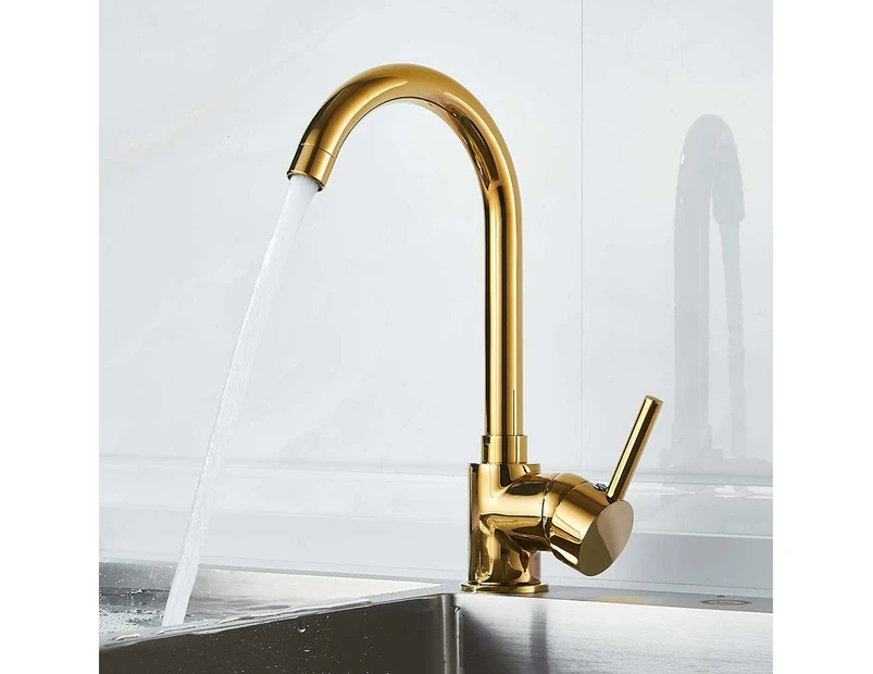 Gold Kitchen Faucet Sink Mixer Tap With 360° Rotatable High Spout Single Lever Basin Mixer Sink Faucet For Bathroom Kitchen Sink (Gold)