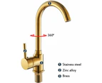 Gold Kitchen Faucet Sink Mixer Tap With 360° Rotatable High Spout Single Lever Basin Mixer Sink Faucet For Bathroom Kitchen Sink (Gold)