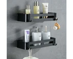 No Drilling Bathroom Shelves With Removable Hooks Aluminum Adhesive Shower Caddy Storage (Black Square)