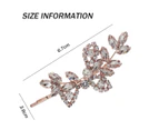 Rhinestone Bridal Hair Clip Leaf Wedding Hairpin Bride Pearl Crystal Hair Clips Rhinestone Barrette Bridal Hairpins Hair,Rose Gold