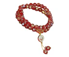 Handmade Gold Foil Glass Beads Bracelet,Multiple Laps Stretch Elastic Bracelets,For Meditation For Men Women,Red,8Mm