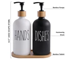 Glass Soap Dispenser Set, 500 Ml Soap Dispenser, Black Matt Bathroom Set With Tray, Shampoo Lotion Hand Soap Dispenser For Kitchen Worktop