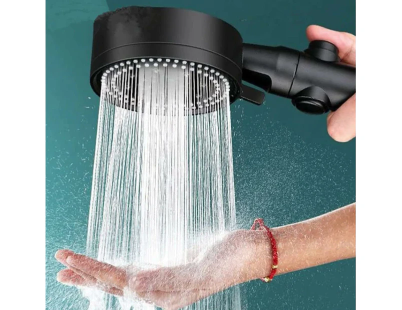 High Pressure Water Saving Shower Head, 6 Mode Adjustable Bathroom Shower Head, Anti Limescale Shower Head With Stop, Easy To Install (Black-A) Lumten