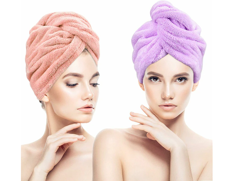 2Pcs Hair Towel Hair Drying Towel, Microfiber Hair Towel