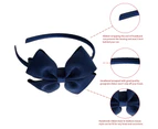 Fashion Black Bow Headband Bowknot Headband Big Bow Grosgrain Ribbon Hair Hoop Headband,Navy Blue