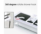 No-Drill Shower Tray For Shower Rail, Adjustable Shower Tray, Bathroom Organizer With 2 Hooks, For 22-25 Mm Rail