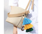 2Pcs Women Colorful Tassels And Alloy Flower Charm Keychain Car Keyring Holder Bag Wallet Purse,Style 4