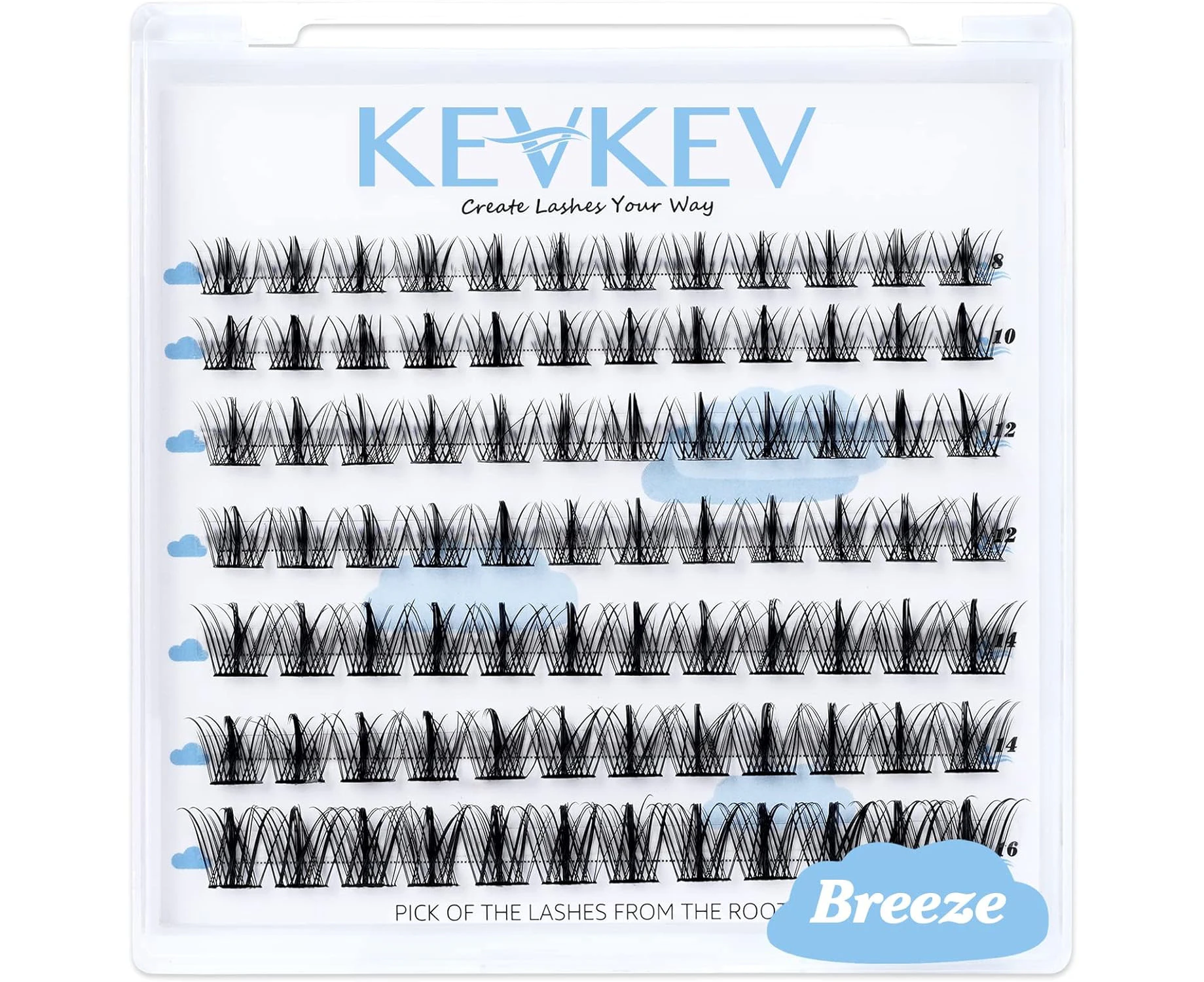 Lash Clusters 84 Pcs Cluster Lashes Eyelash Clusters DIY Cluster Eyelash Extensions Individual Lashes Thin Band & Soft(Breeze,C-8-16mix)