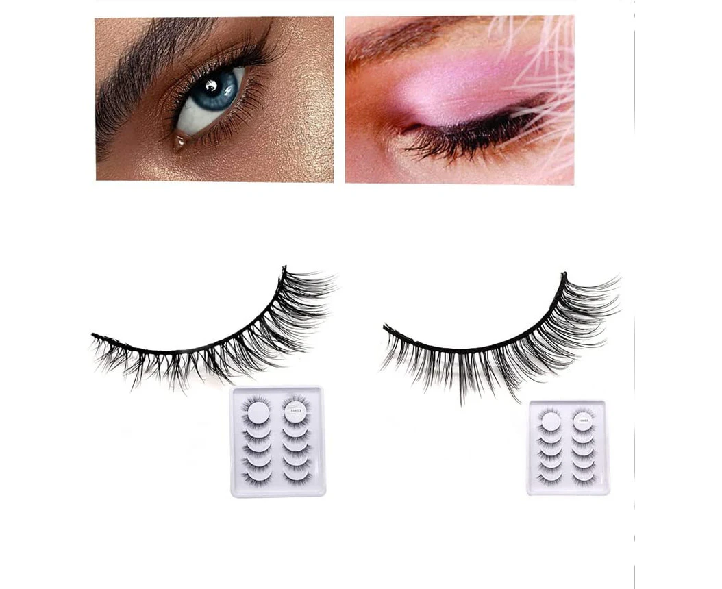 False Eyelashes Cat Eye Lashes Natural Look Wispy Lashes 2 Pack 3D 12 Pairs Short Lashes- Soft Reusable Eyelashes Fluffy Eyelashes for Women Daily Use